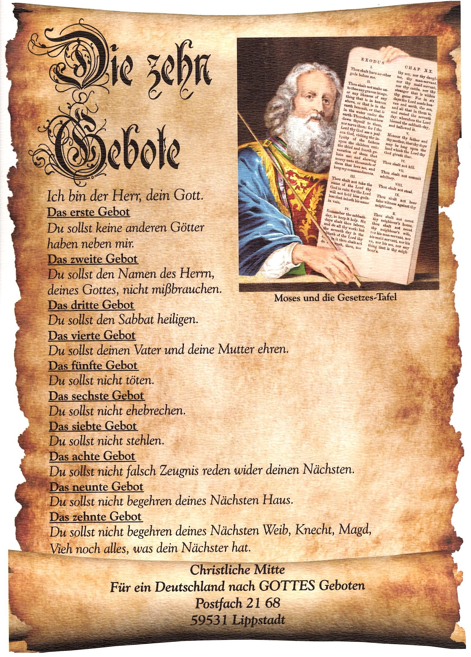 10 Gebote Tafel Christliche Mitte